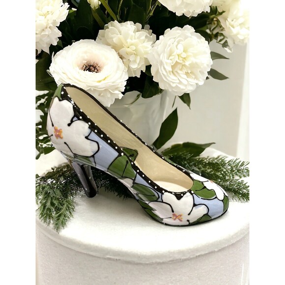 Robin Sterling Ceramic Watercolor Floral High Heel Shoe Beautiful Home Decor - Picture 5 of 5